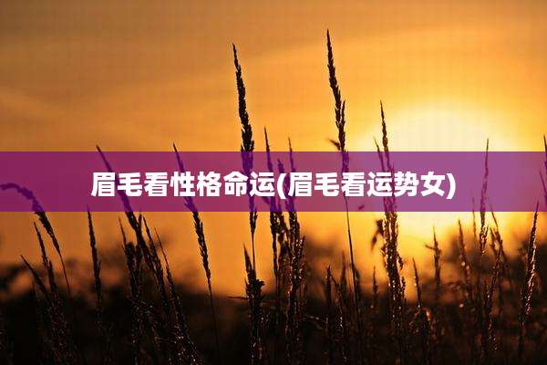 眉毛看性格命运(眉毛看运势女)