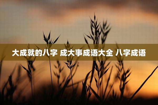 大成就的八字 成大事成语大全 八字成语