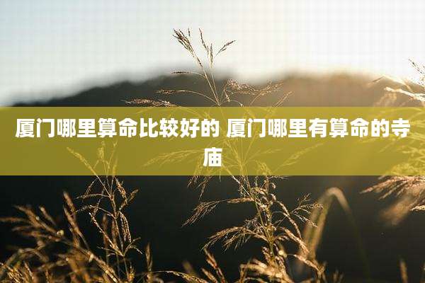 厦门哪里算命比较好的 厦门哪里有算命的寺庙