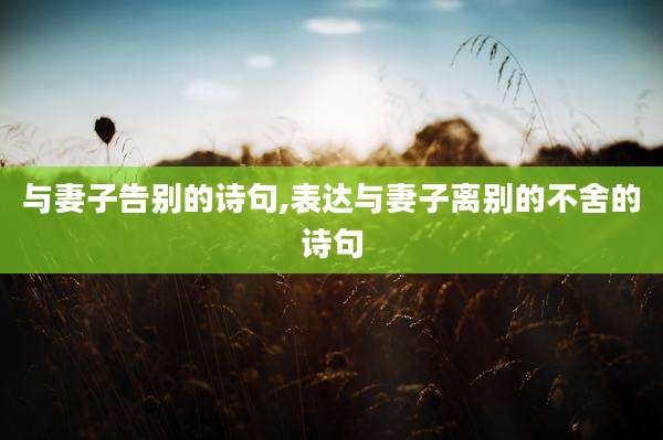 与妻子告别的诗句,表达与妻子离别的不舍的诗句