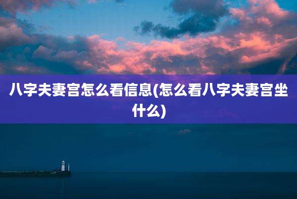 八字夫妻宫怎么看信息(怎么看八字夫妻宫坐什么)