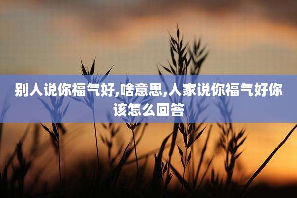 别人说你福气好,啥意思,人家说你福气好你该怎么回答