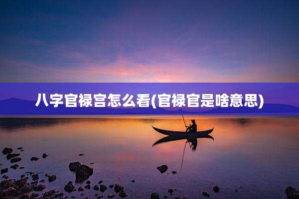 八字官禄宫怎么看(官禄官是啥意思)