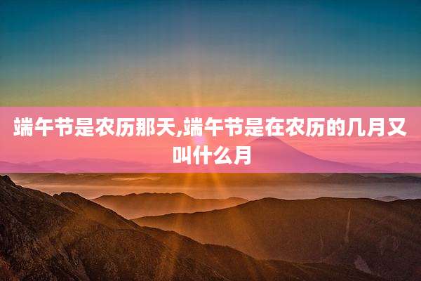 端午节是农历那天,端午节是在农历的几月又叫什么月