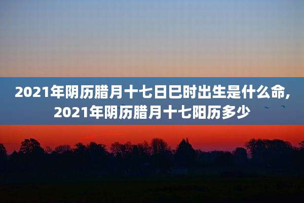 2021年阴历腊月十七日巳时出生是什么命,2021年阴历腊月十七阳历多少
