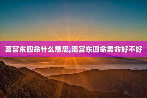 离宫东四命什么意思,离宫东四命男命好不好