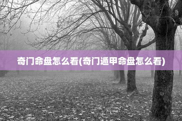 奇门命盘怎么看(奇门遁甲命盘怎么看)