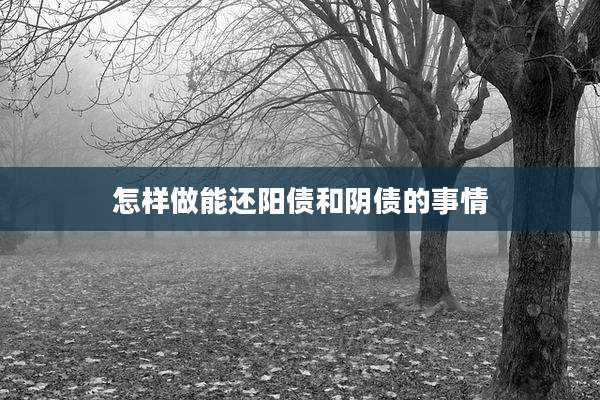 怎样做能还阳债和阴债的事情