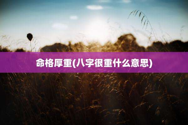 命格厚重(八字很重什么意思)