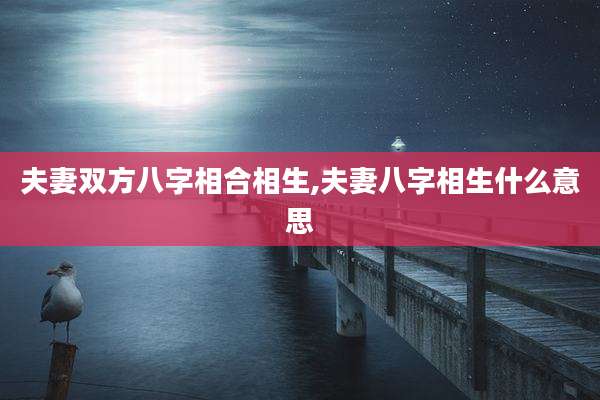 夫妻双方八字相合相生,夫妻八字相生什么意思