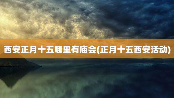 西安正月十五哪里有庙会(正月十五西安活动)