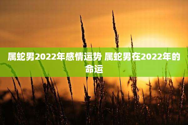 属蛇男2022年感情运势 属蛇男在2022年的命运