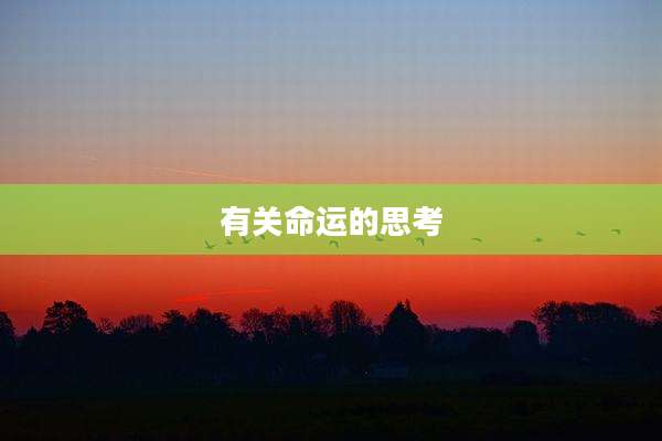 有关命运的思考