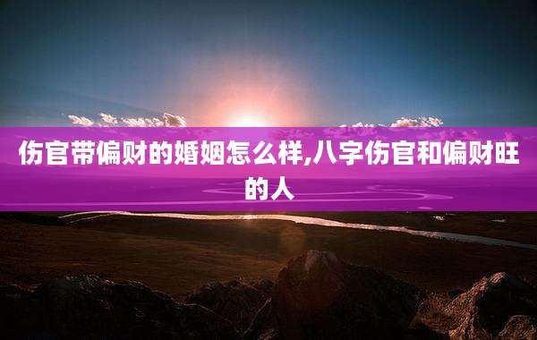 伤官带偏财的婚姻怎么样,八字伤官和偏财旺的人
