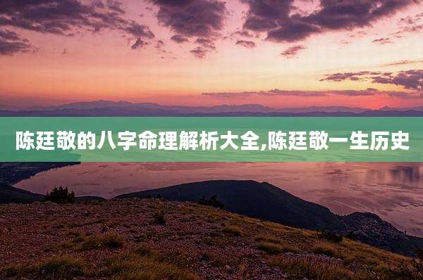 陈廷敬的八字命理解析大全,陈廷敬一生历史