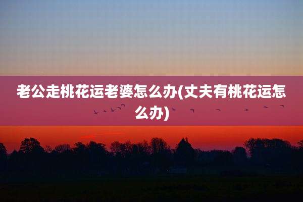 老公走桃花运老婆怎么办(丈夫有桃花运怎么办)