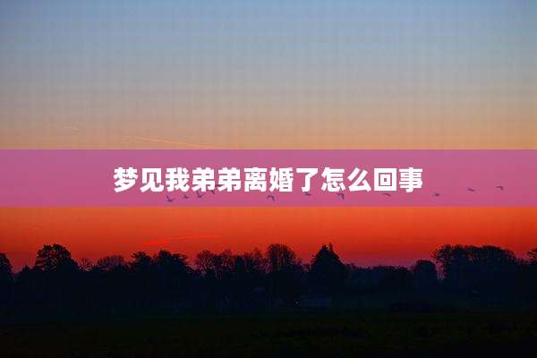 梦见我弟弟离婚了怎么回事