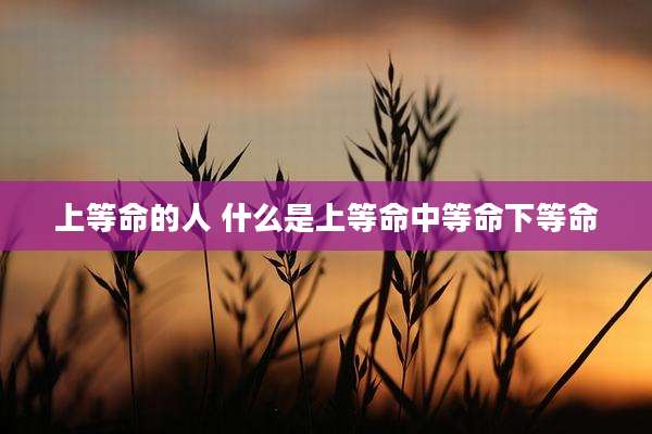 上等命的人 什么是上等命中等命下等命