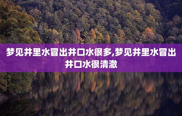 梦见井里水冒出井口水很多,梦见井里水冒出井口水很清澈