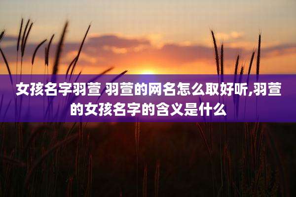 女孩名字羽萱 羽萱的网名怎么取好听,羽萱的女孩名字的含义是什么