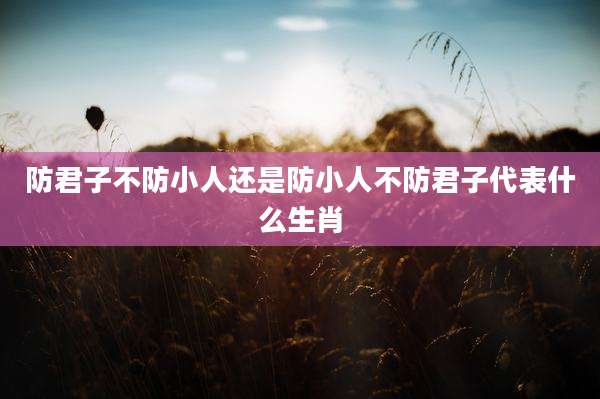 防君子不防小人还是防小人不防君子代表什么生肖