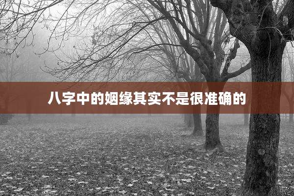 八字中的姻缘其实不是很准确的