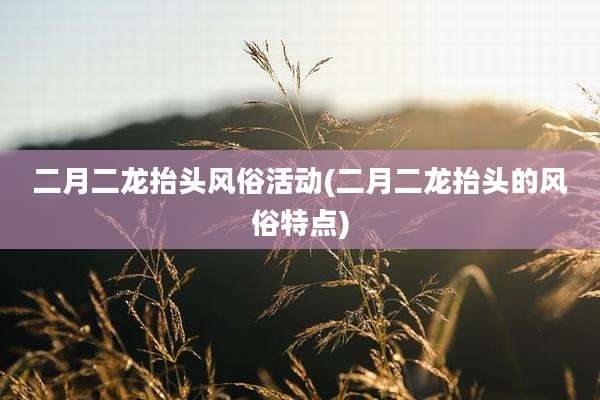 二月二龙抬头风俗活动(二月二龙抬头的风俗特点)