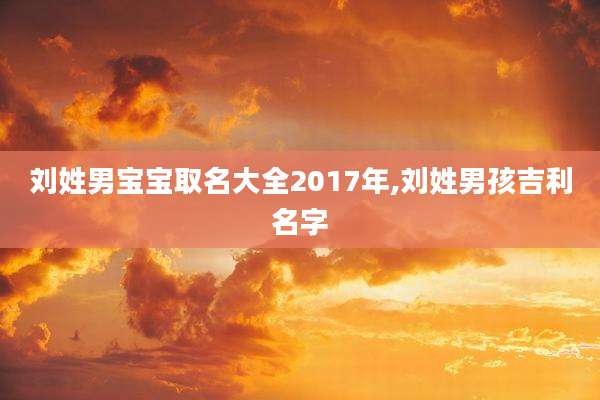 刘姓男宝宝取名大全2017年,刘姓男孩吉利名字