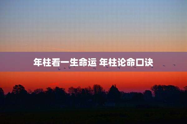 年柱看一生命运 年柱论命口诀