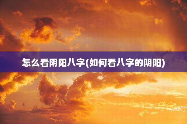 怎么看阴阳八字(如何看八字的阴阳)