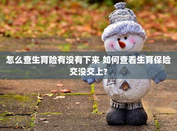 怎么查生育险有没有下来 如何查看生育保险交没交上?
