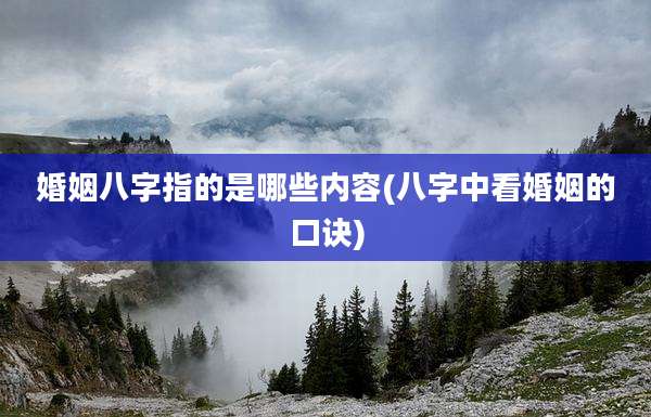 婚姻八字指的是哪些内容(八字中看婚姻的口诀)