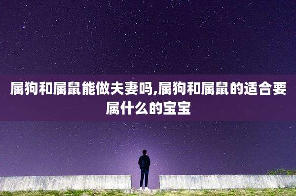 属狗和属鼠能做夫妻吗,属狗和属鼠的适合要属什么的宝宝