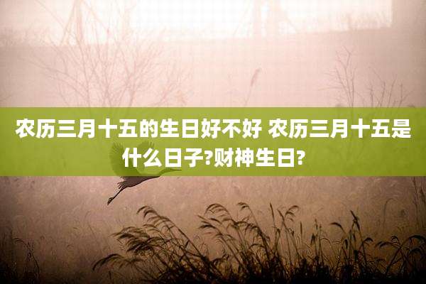农历三月十五的生日好不好 农历三月十五是什么日子?财神生日?