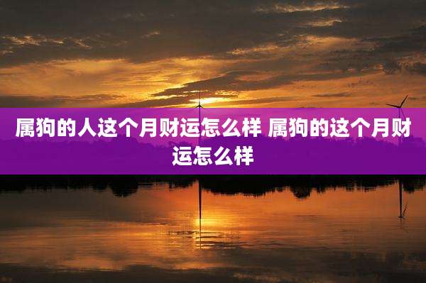 属狗的人这个月财运怎么样 属狗的这个月财运怎么样