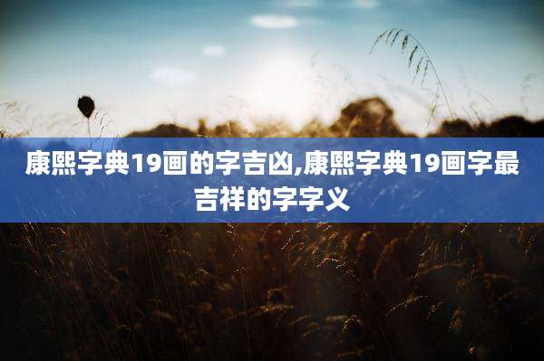 康熙字典19画的字吉凶,康熙字典19画字最吉祥的字字义