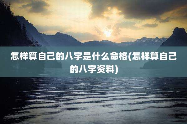 怎样算自己的八字是什么命格(怎样算自己的八字资料)
