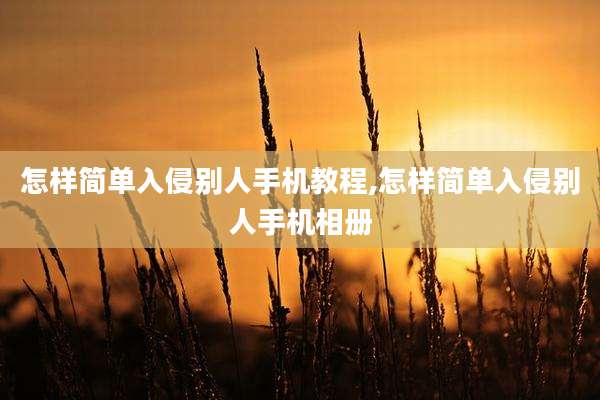 怎样简单入侵别人手机教程,怎样简单入侵别人手机相册
