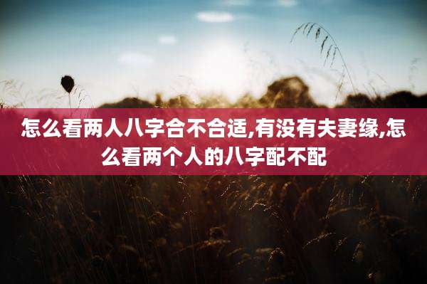 怎么看两人八字合不合适,有没有夫妻缘,怎么看两个人的八字配不配