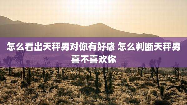 怎么看出天秤男对你有好感 怎么判断天秤男喜不喜欢你