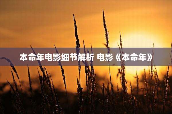 本命年电影细节解析 电影《本命年》