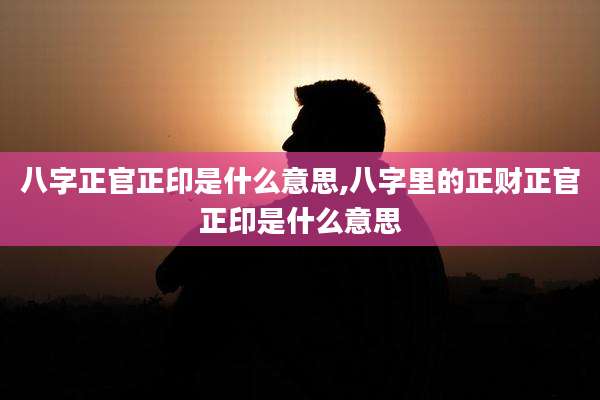 八字正官正印是什么意思,八字里的正财正官正印是什么意思