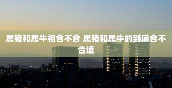 属猪和属牛相合不合 属猪和属牛的到底合不合适
