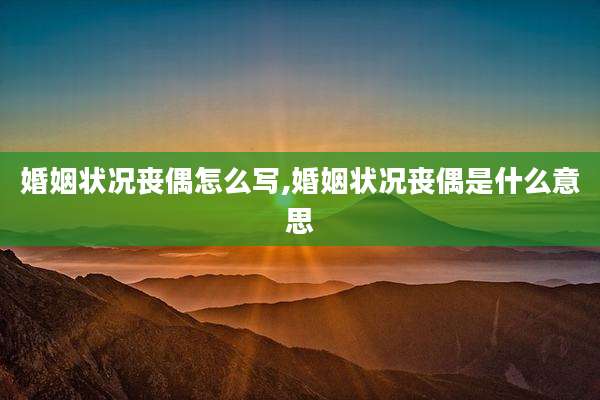 婚姻状况丧偶怎么写,婚姻状况丧偶是什么意思