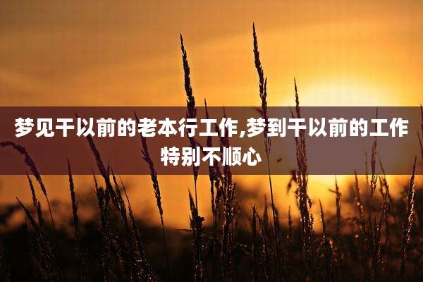 梦见干以前的老本行工作,梦到干以前的工作特别不顺心