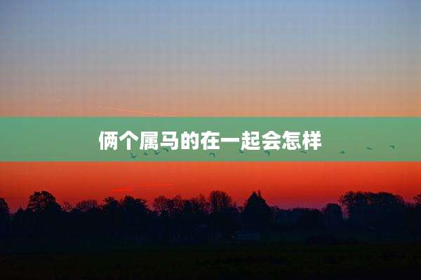 俩个属马的在一起会怎样