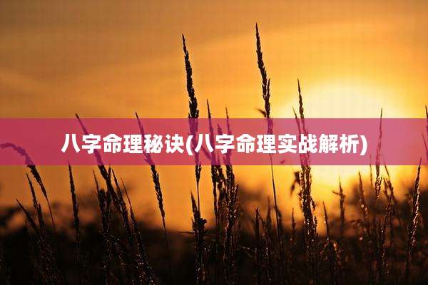 八字命理秘诀(八字命理实战解析)