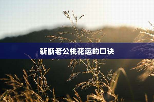 斩断老公桃花运的口诀