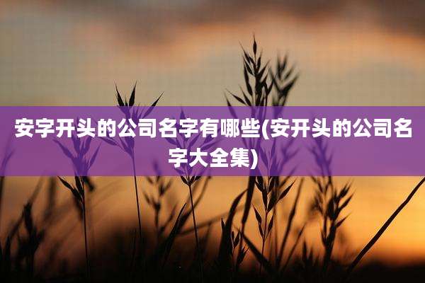 安字开头的公司名字有哪些(安开头的公司名字大全集)