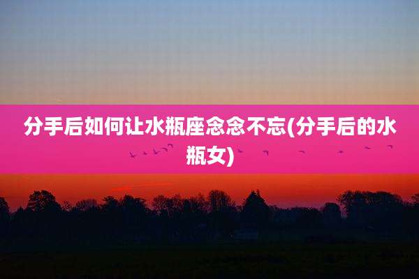 分手后如何让水瓶座念念不忘(分手后的水瓶女)